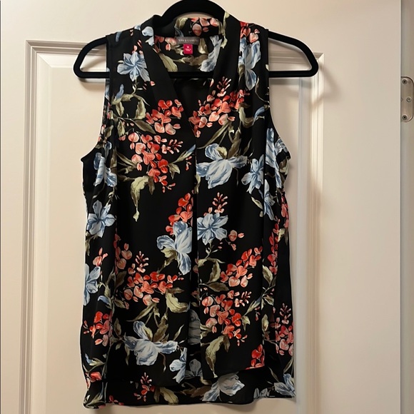 Vince Camuto Black Multicolor Floral Blouse - Picture 1 of 6
